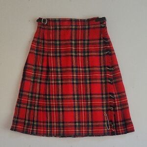 Chic Red Tartan A-Line Skirt